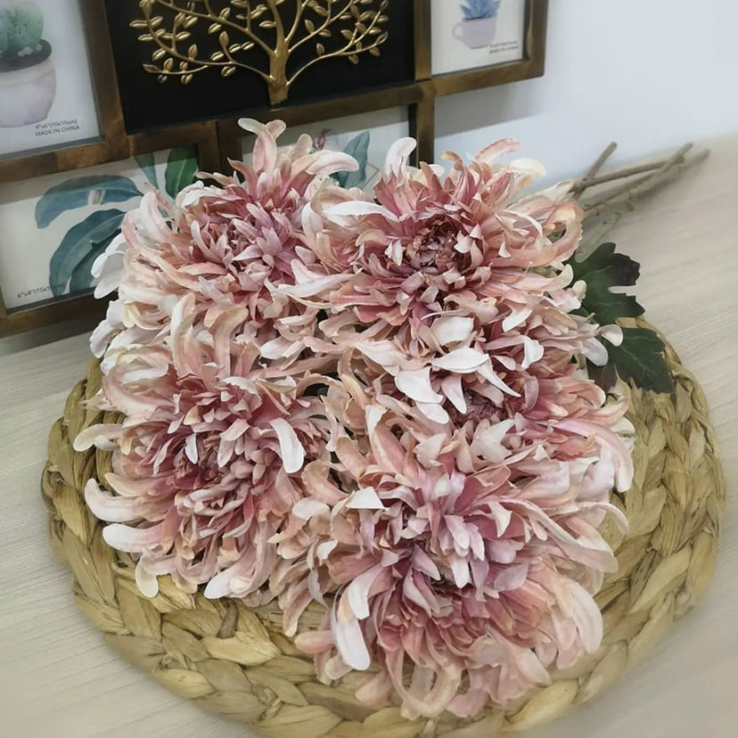 Искусственные цветы в Самаре | Цветок искусственный «Хризантема», персиково-розовая, одиночный