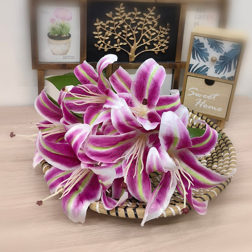 Искусственные цветы в Самаре | Цветы искусственные «Лилии крупные», розово-сиреневые, букет