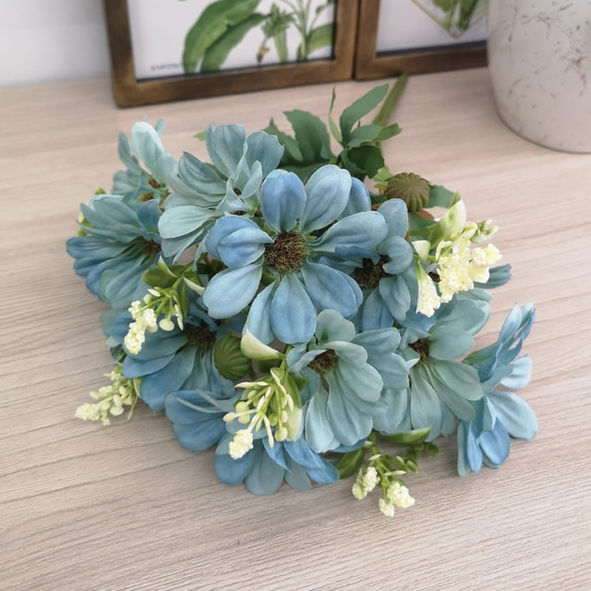Искусственные цветы в Самаре | Цветы искусственные «Ромашки с бутонами», голубые, букет