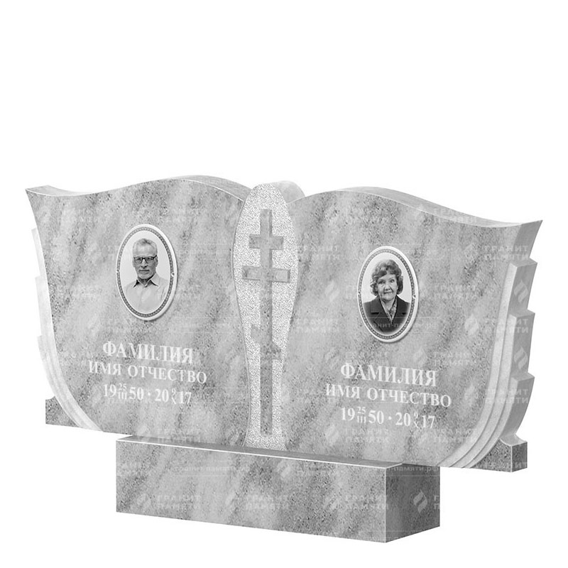 Памятники из мрамора в&nbsp;Самаре | Двойной мраморный памятник ФМ-136