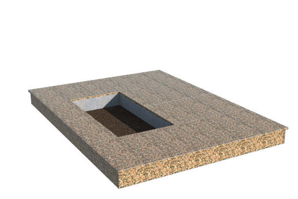 Площадки на могилу в&nbsp;Самаре | Площадка с вертикальной (15 см) облицовкой Южно-султаевским гранитом (под цветник)