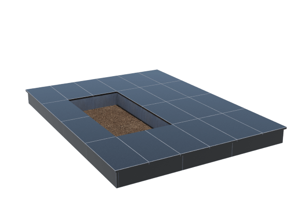 Площадки на могилу в&nbsp;Самаре | Площадка с вертикальной (15 см) облицовкой гранитом Габбро (под цветник)