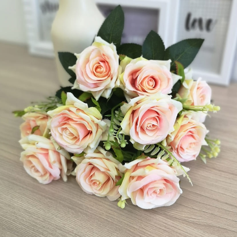 Искусственные цветы в Самаре | Цветы искусственные «Розы острые», розовато-молочные, букет