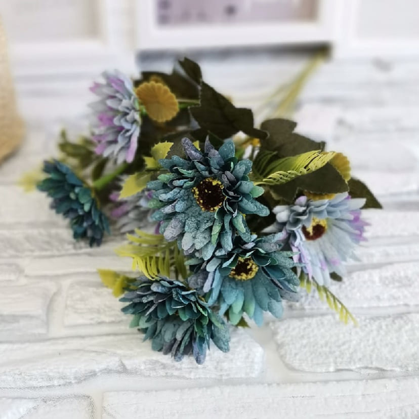 Искусственные цветы в Самаре | Цветы искусственные «Ромашки», фиолетово-голубые, букет