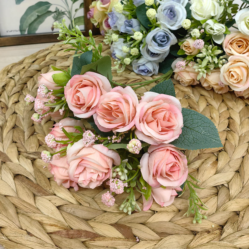 Искусственные цветы в Самаре | Цветы искусственные «Розы», нежно-розовые, букет