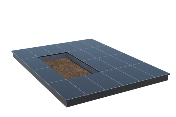 Площадки на могилу в&nbsp;Самаре | Площадка с вертикальной (10 см) облицовкой гранитом Габбро (под цветник)